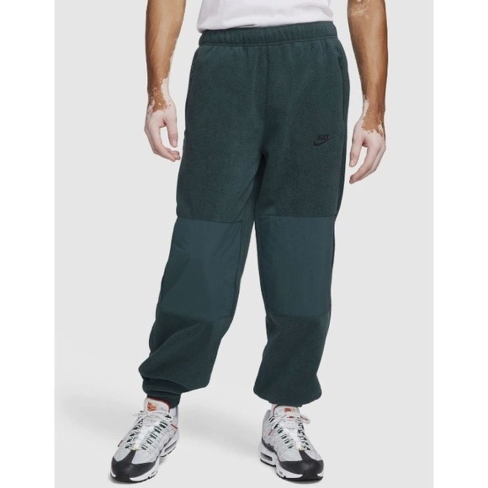 Nike Club Men's Polar Fleece Jogger Pants Green Size XXL Zipper Pockets